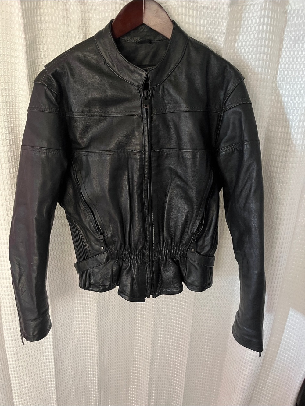 Hudson Leather Women's Moto Riding Jacket Removable Liner Mesh Vents M